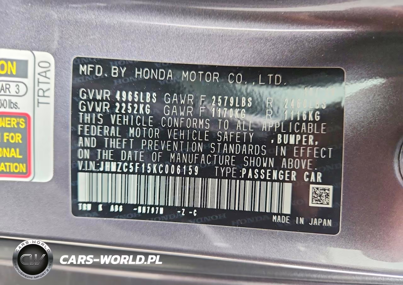 2019 Honda Clarity VIN:JHMZC5F15KC006159 - 12
