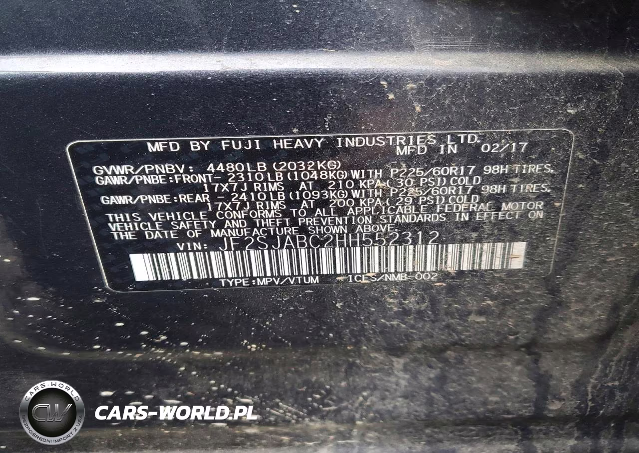 2017 Subaru Forester 2.5I VIN:JF2SJABC2HH552312 - 14