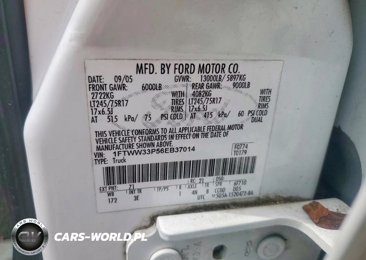 2006 Ford F350 Super Duty VIN:1FTWW33P56EB37014 - 13
