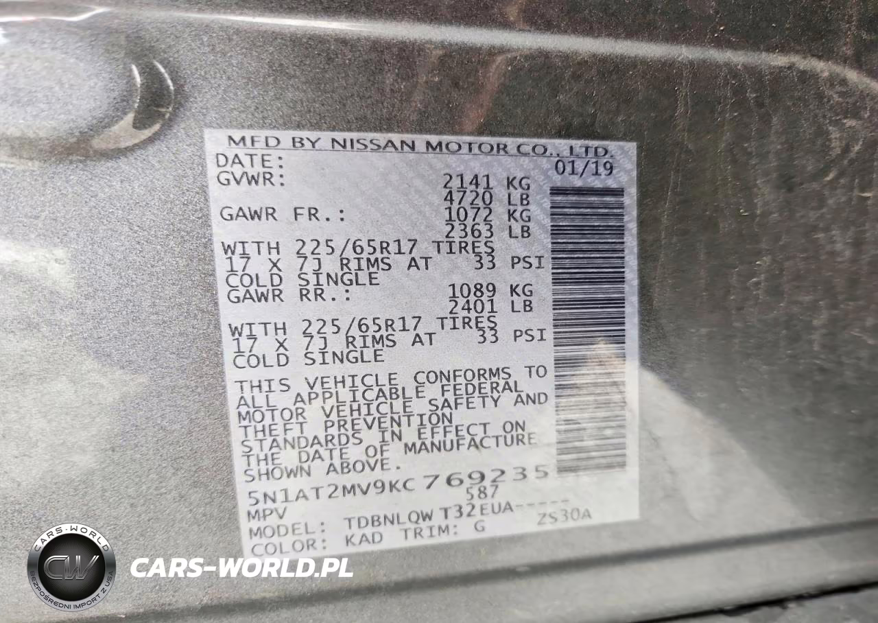 2019 Nissan Rogue Sv VIN:5N1AT2MV9KC769235 - 13