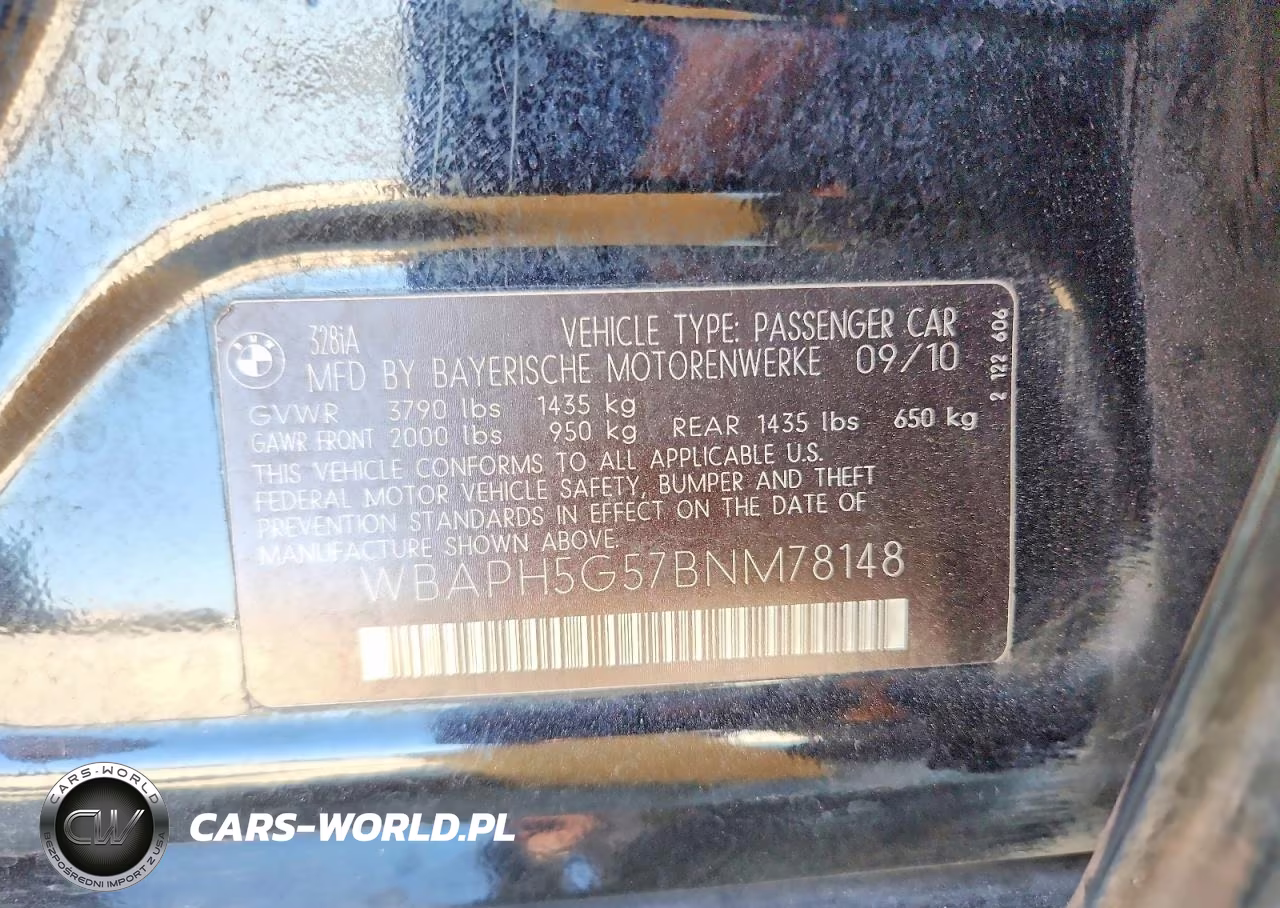 2011 BMW 328 I Sulev VIN:WBAPH5G57BNM78148 - 12