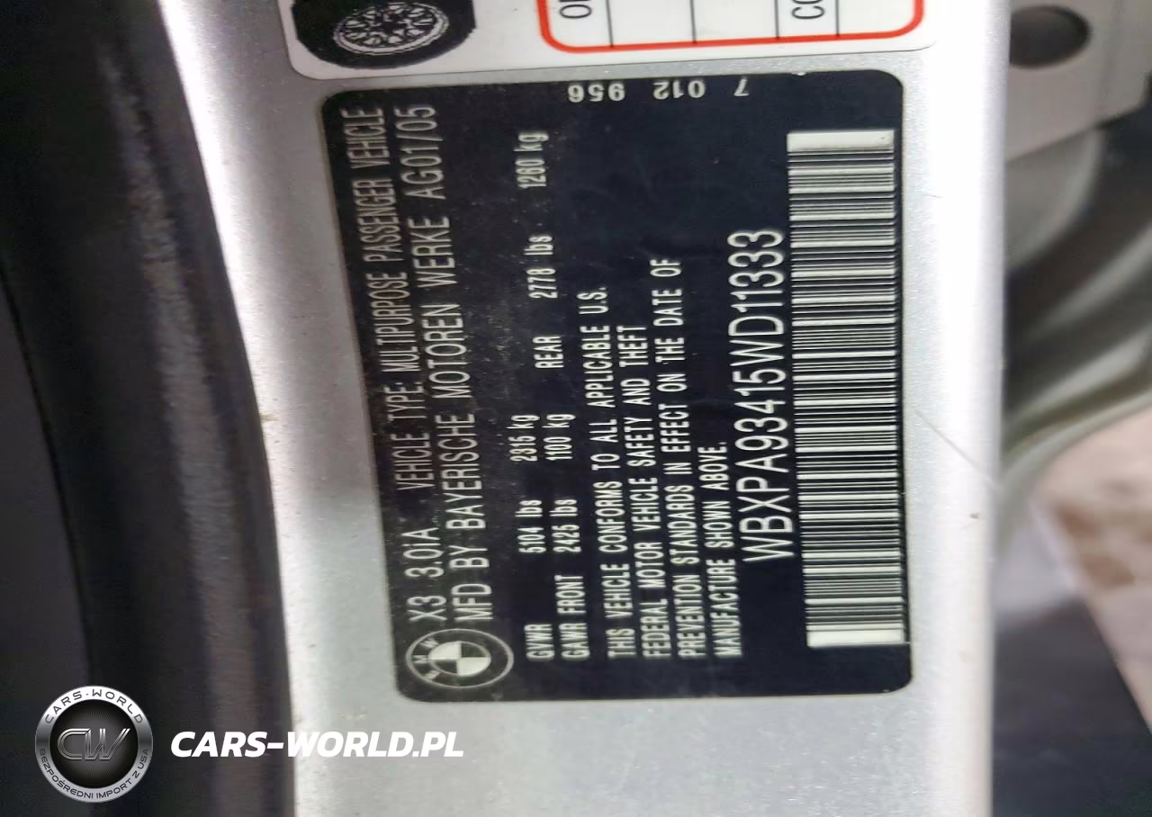 2005 BMW X3 3.0I VIN:WBXPA93415WD11333 - 13