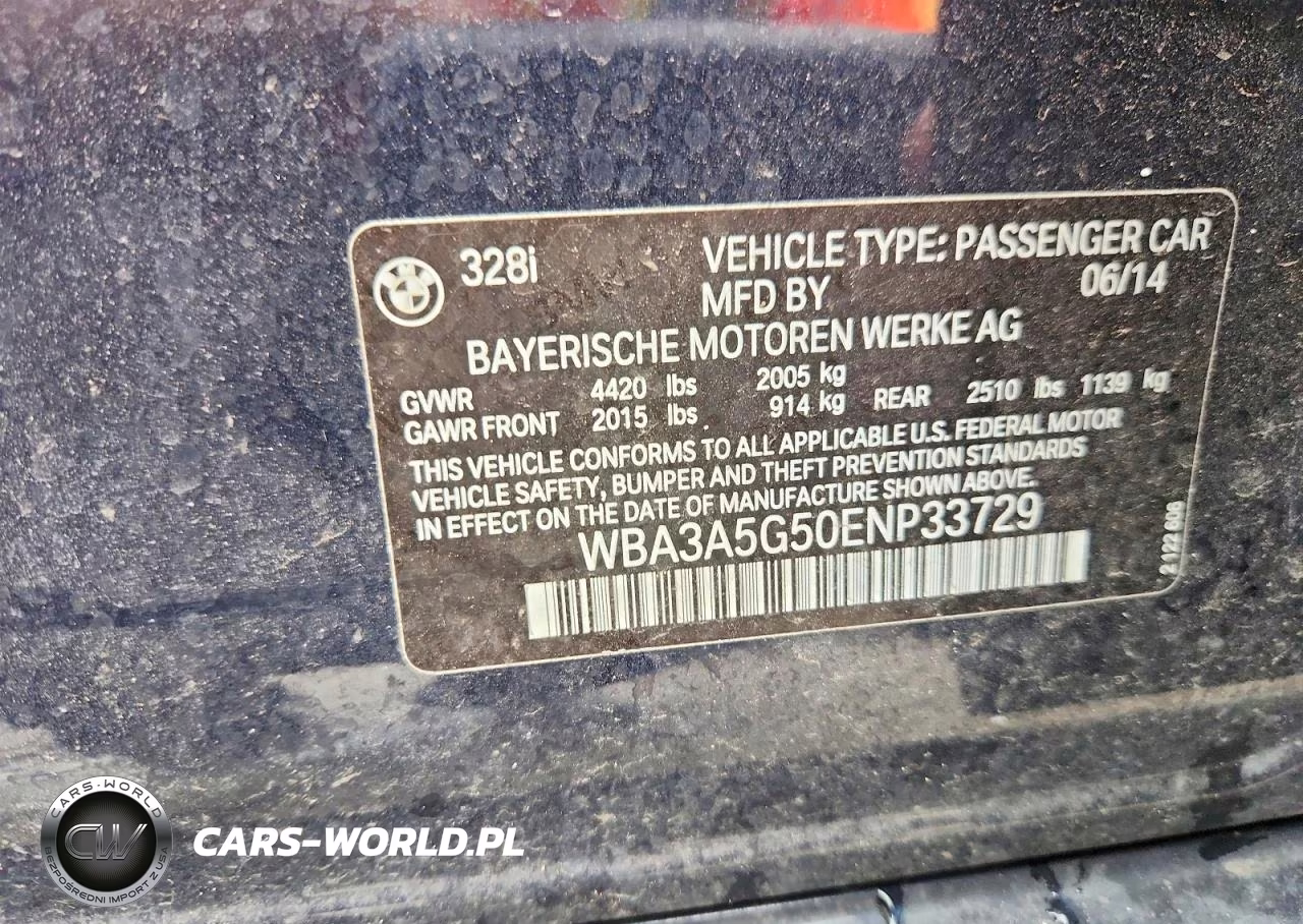 2014 BMW 328 I VIN:WBA3A5G50ENP33729 - 13