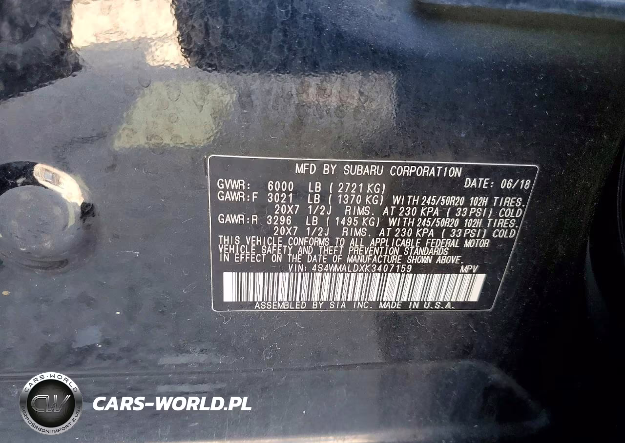 2019 Subaru Ascent Limited VIN:4S4WMALDXK3407159 - 14