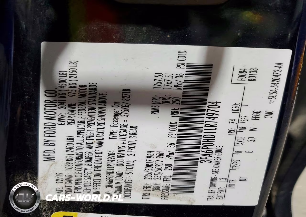 2020 Ford Fusion Se VIN:3FA6P0HD1LR149704 - 12