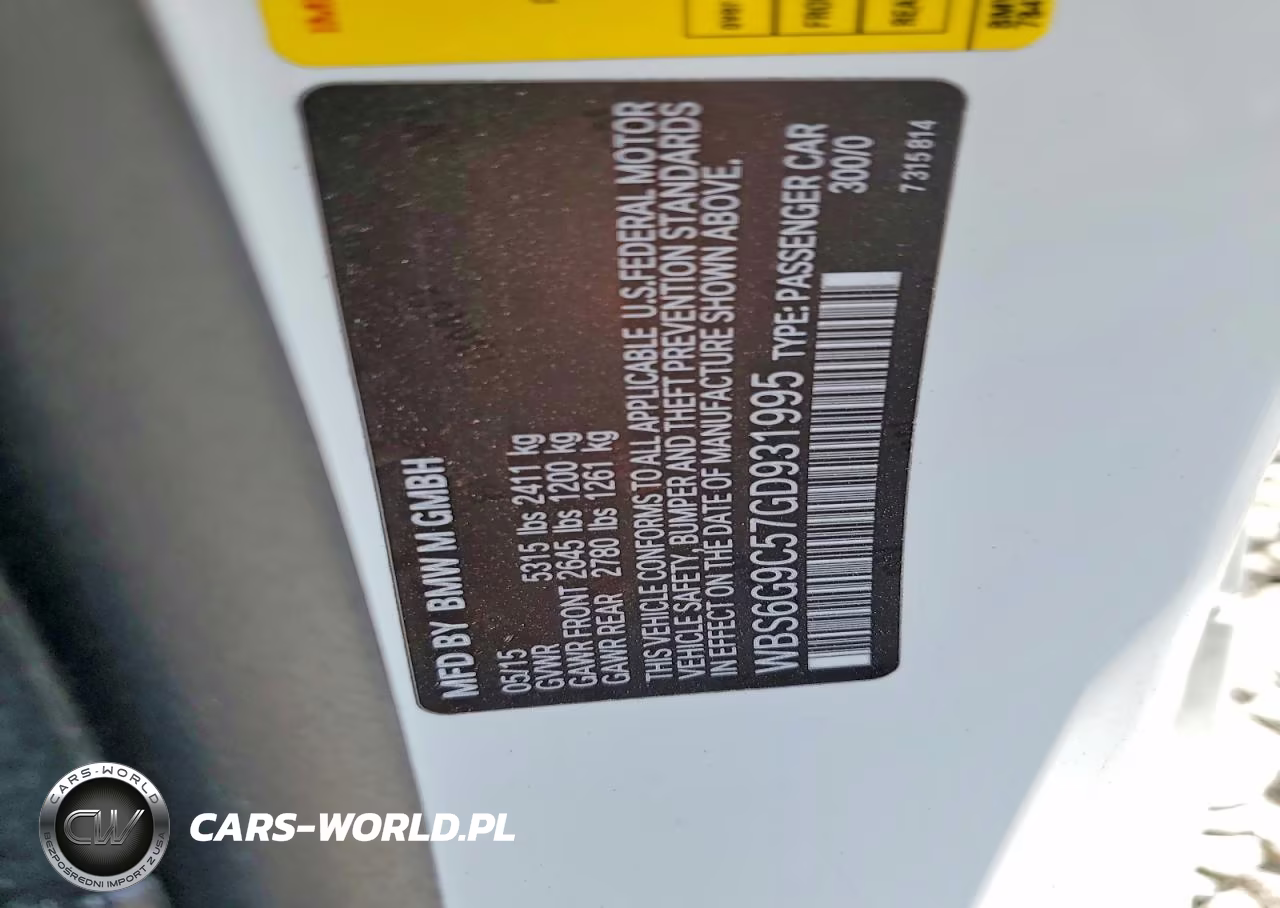 2016 BMW M6 VIN:WBS6G9C57GD931995 - 13
