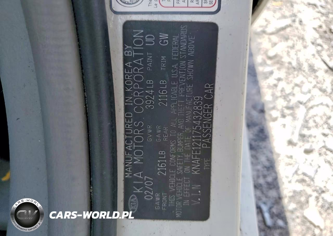 2007 Kia Spectra Lx VIN:KNAFE121175432839 - 12
