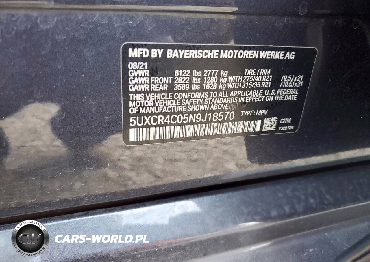 2022 BMW X5 Sdrive 40I VIN:5UXCR4C05N9J18570 - 12
