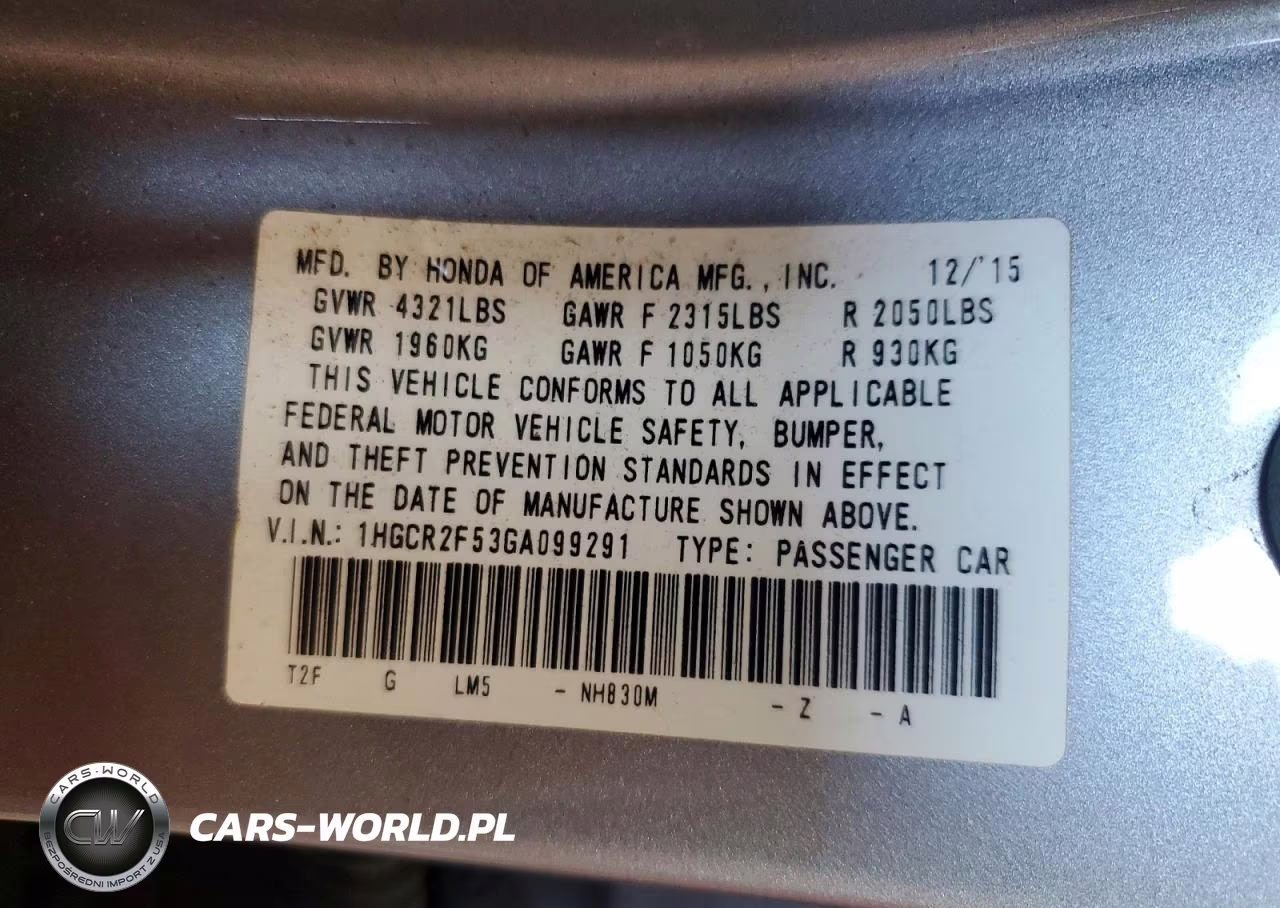 2016 Honda Accord Sport VIN:1HGCR2F53GA099291 - 12
