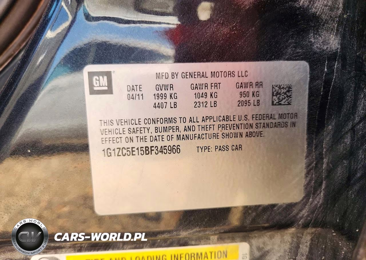 CHEVROLET MALIBU 1LT VIN:1G1ZC5E15BF345966 - 12