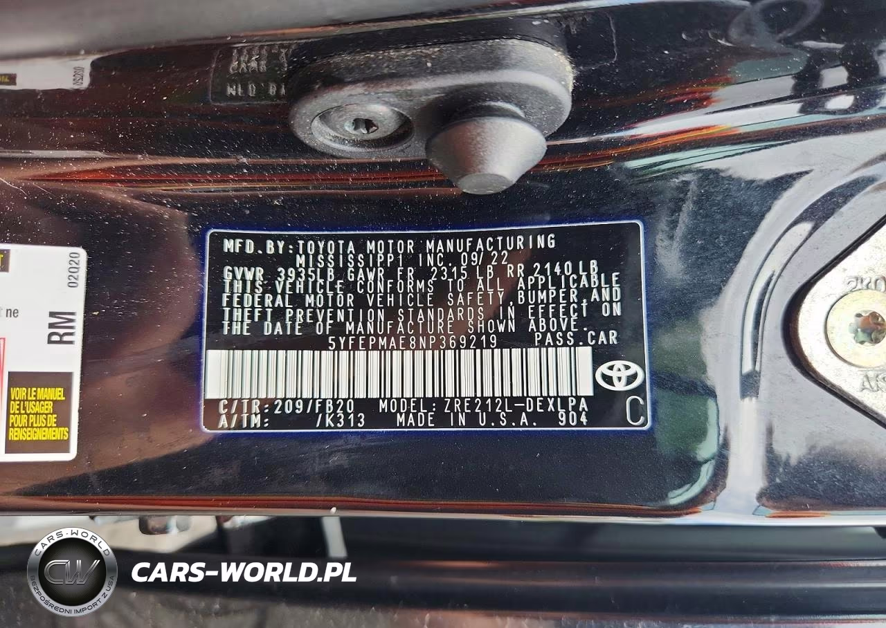 2022 Toyota Corolla Le VIN:5YFEPMAE8NP369219 - 12