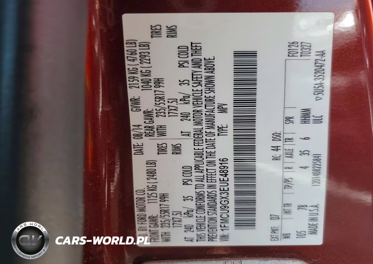 2014 Ford Escape Se VIN:1FMCU9GX3EUE48916 - 14