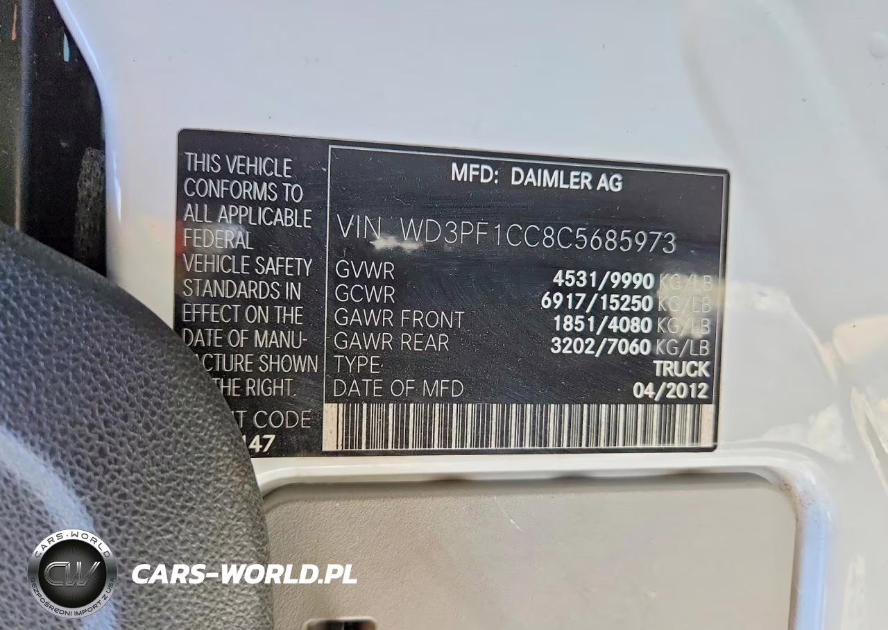 2012 Mercedes-Benz Sprinter 3500 VIN:WD3PF1CC8C5685973 - 13