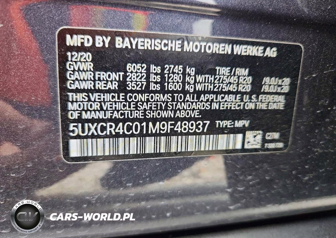 2021 BMW X5 Sdrive 40I VIN:5UXCR4C01M9F48937 - 14