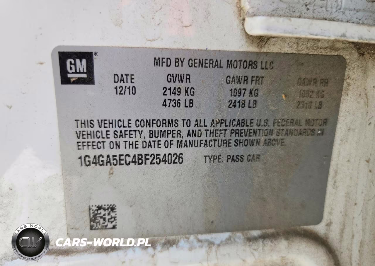 2011 Buick Lacrosse Cx VIN:1G4GA5EC4BF254026 - 12