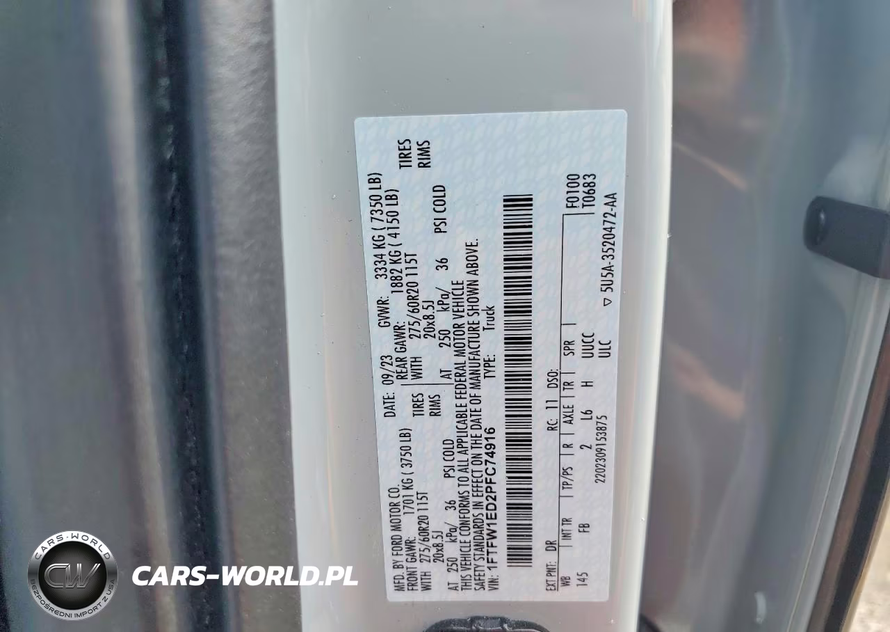 2023 Ford F150 Supercrew VIN:1FTFW1ED2PFC74916 - 12