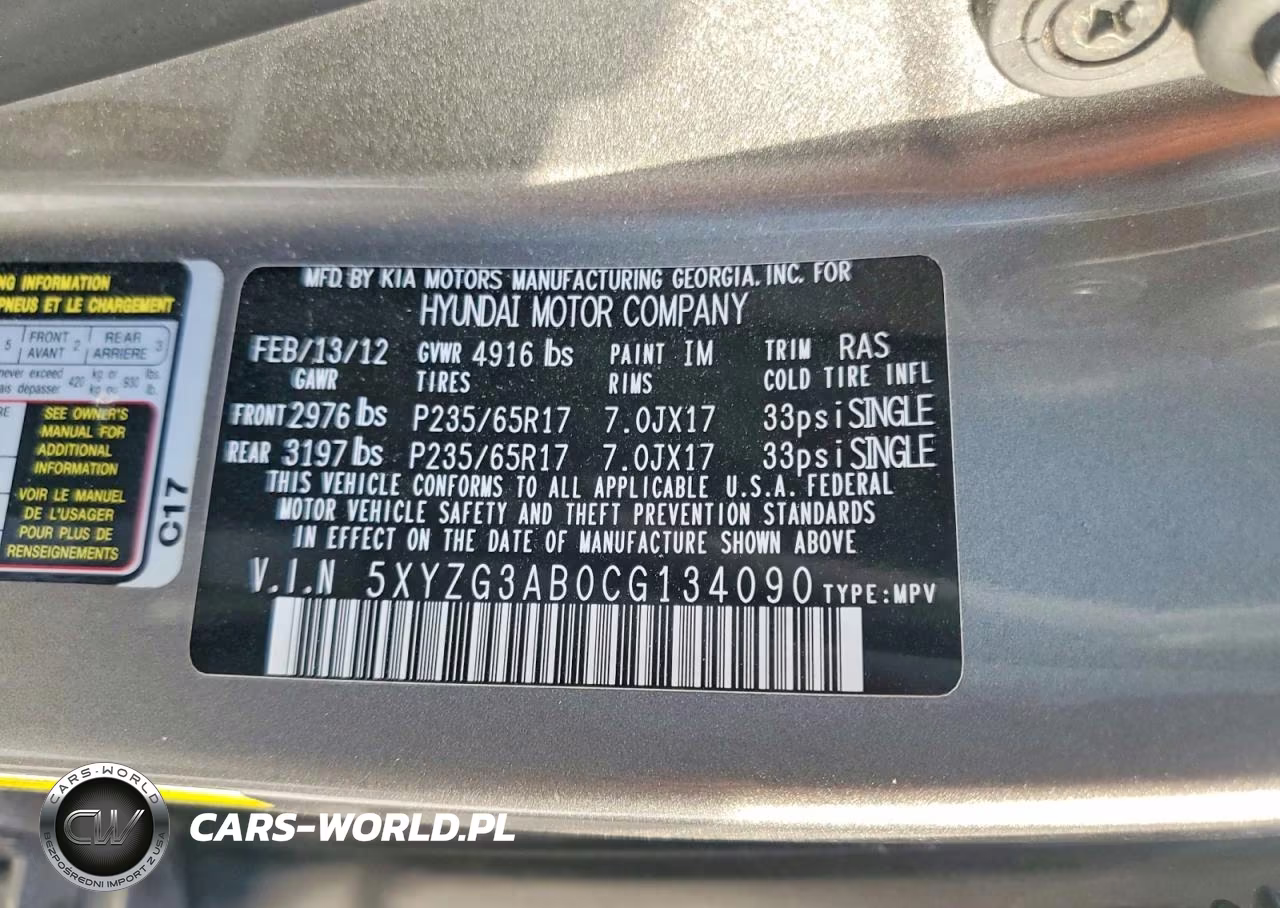 2012 Hyundai Santa Fe Gls VIN:5XYZG3AB0CG134090 - 13
