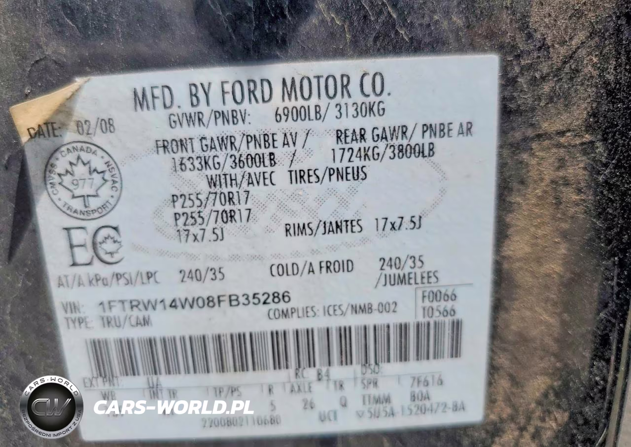 2008 Ford F150 Supercrew VIN:1FTRW14W08FB35286 - 12