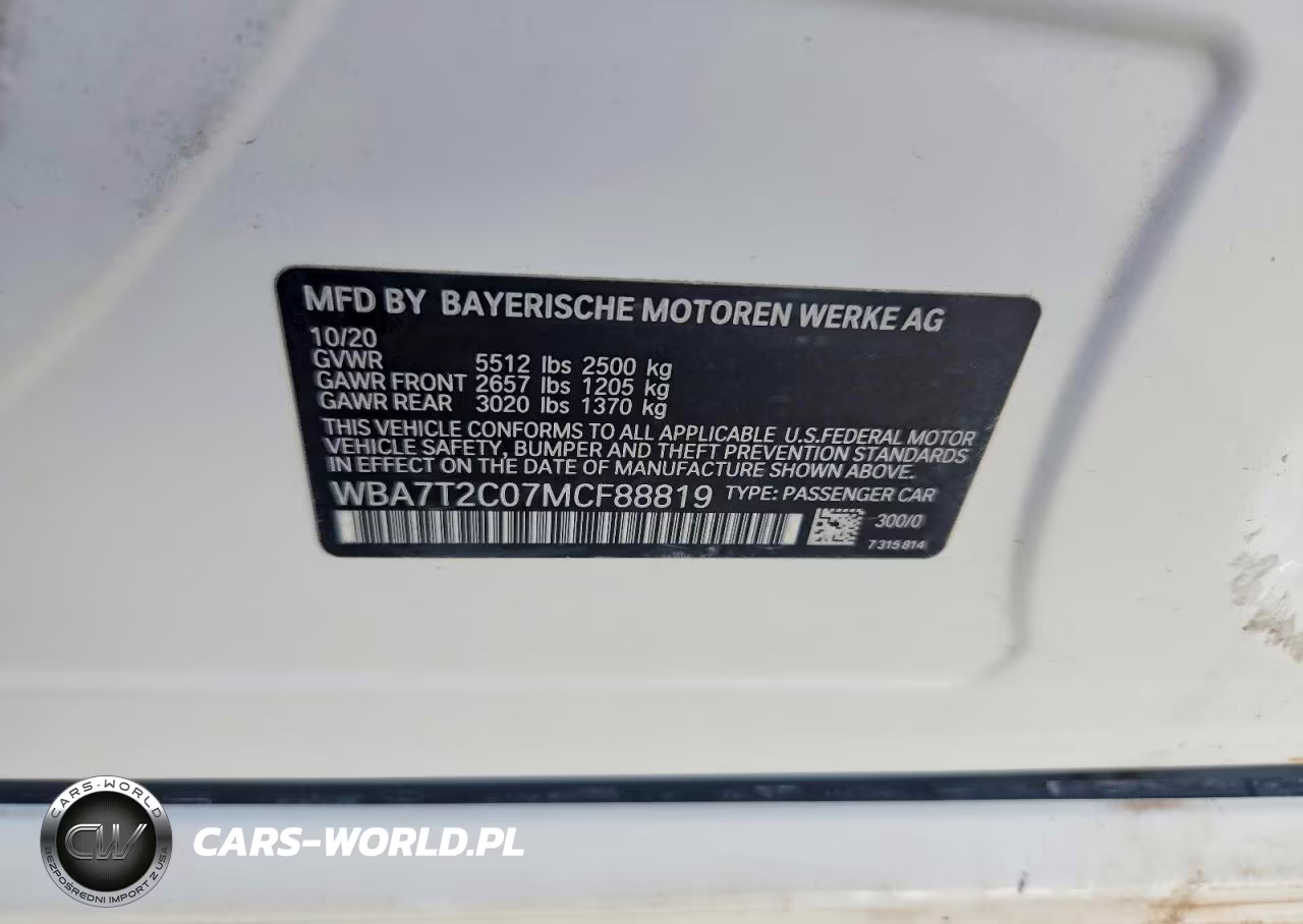 2021 BMW 740 I VIN:WBA7T2C07MCF88819 - 13