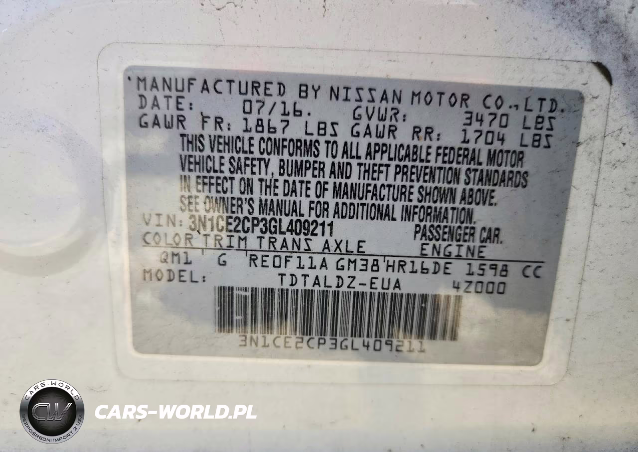 2016 Nissan Versa Note Sv VIN:3N1CE2CP3GL409211 - 14