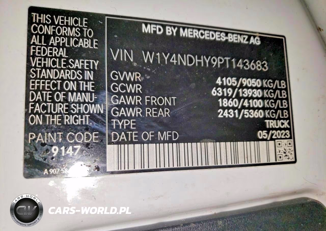2023 Mercedes Benz Sprinter 2500 Delivery Van VIN:W1Y4NDHY9PT143683 - 12