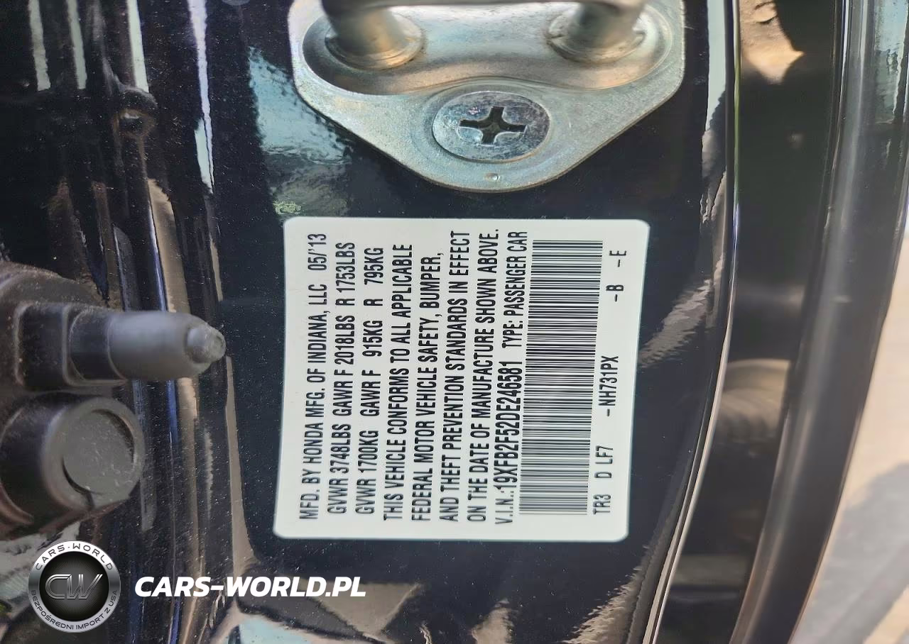 2013 Honda Civic VIN:19XFB2F52DE246581 - 13
