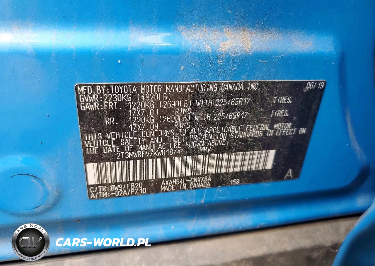 2019 Toyota Rav4 Le VIN:2T3MWRFV7KW018744 - 14
