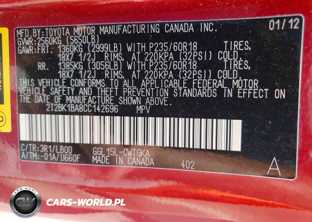 2012 Lexus Rx 350 VIN:2T2BK1BA8CC142696 - 12