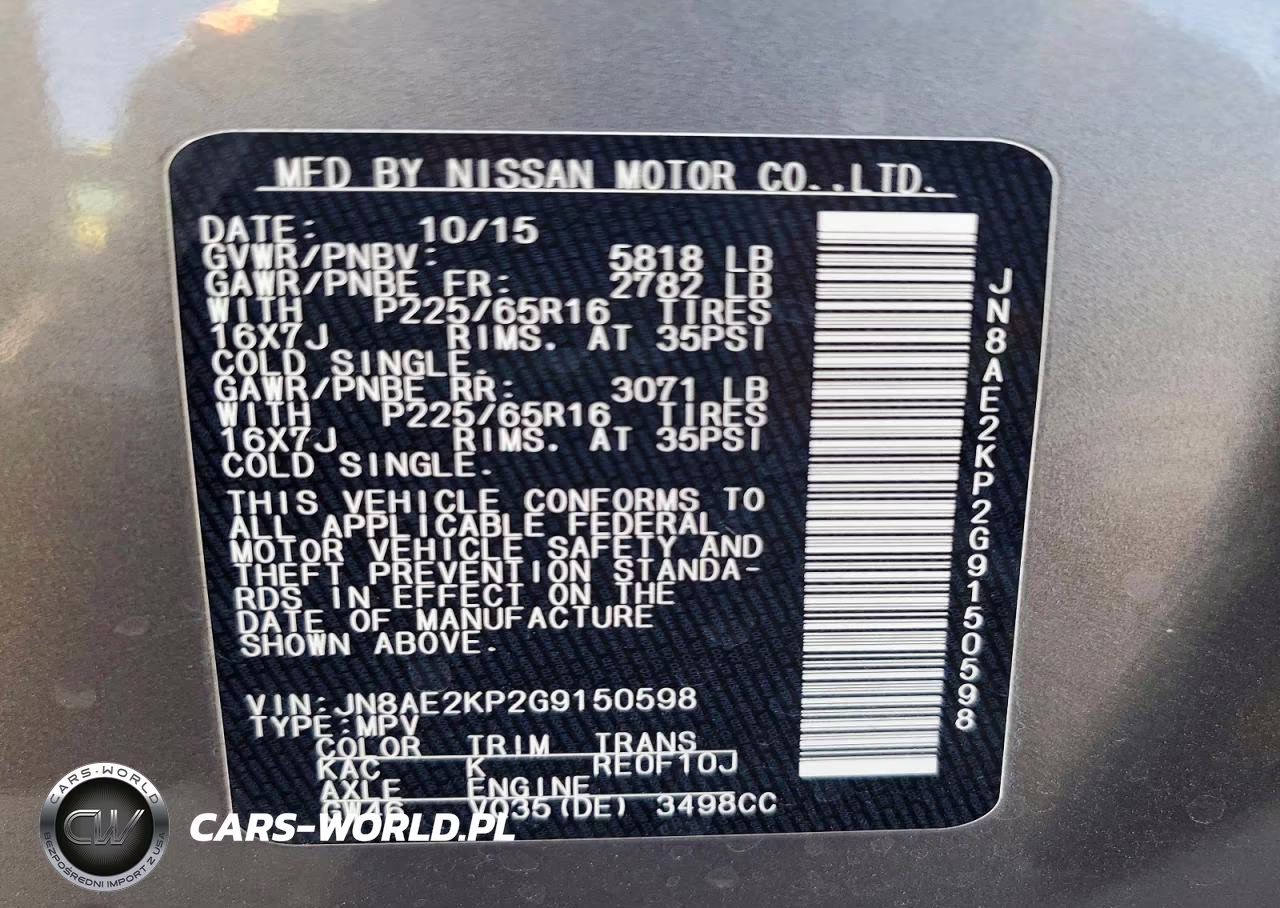 2016 Nissan Quest S-Sv-Sl-Le-Plat VIN:JN8AE2KP2G9150598 - 13