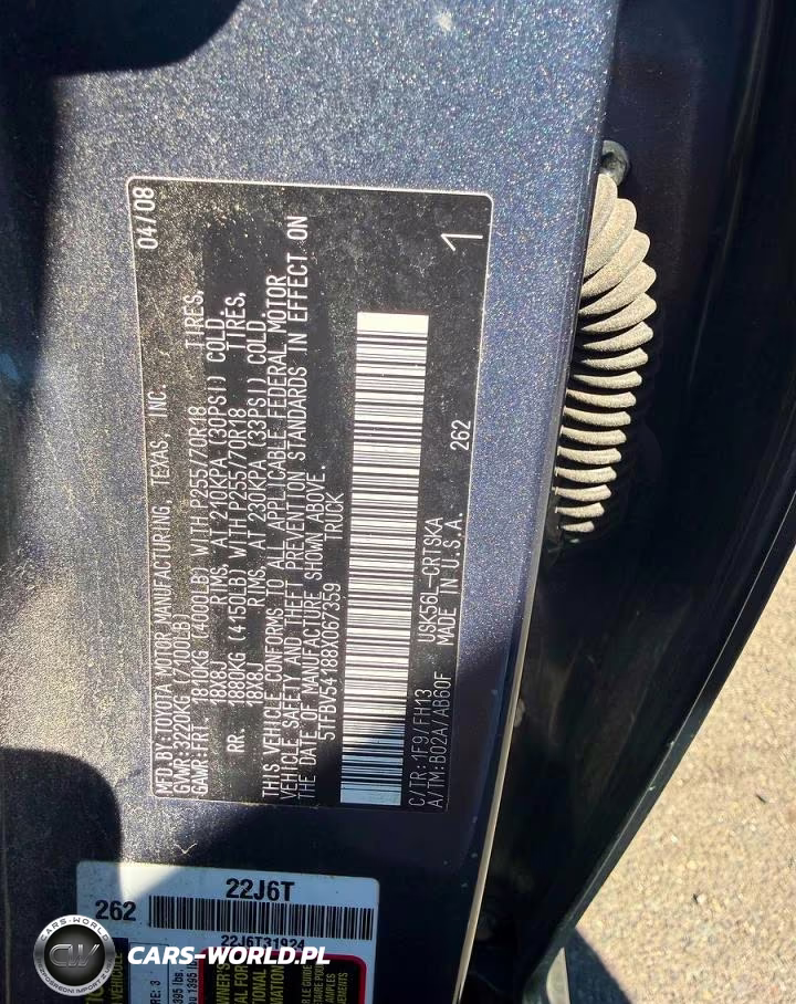2008 Toyota Tundra Grade VIN:5TFBV54188X067359 - 10