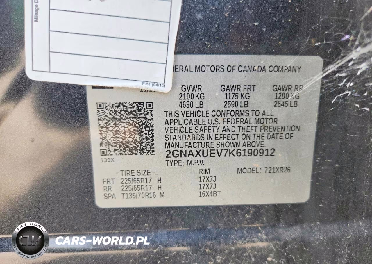 2019 Chevrolet Equinox Lt VIN:2GNAXUEV7K6190912 - 13