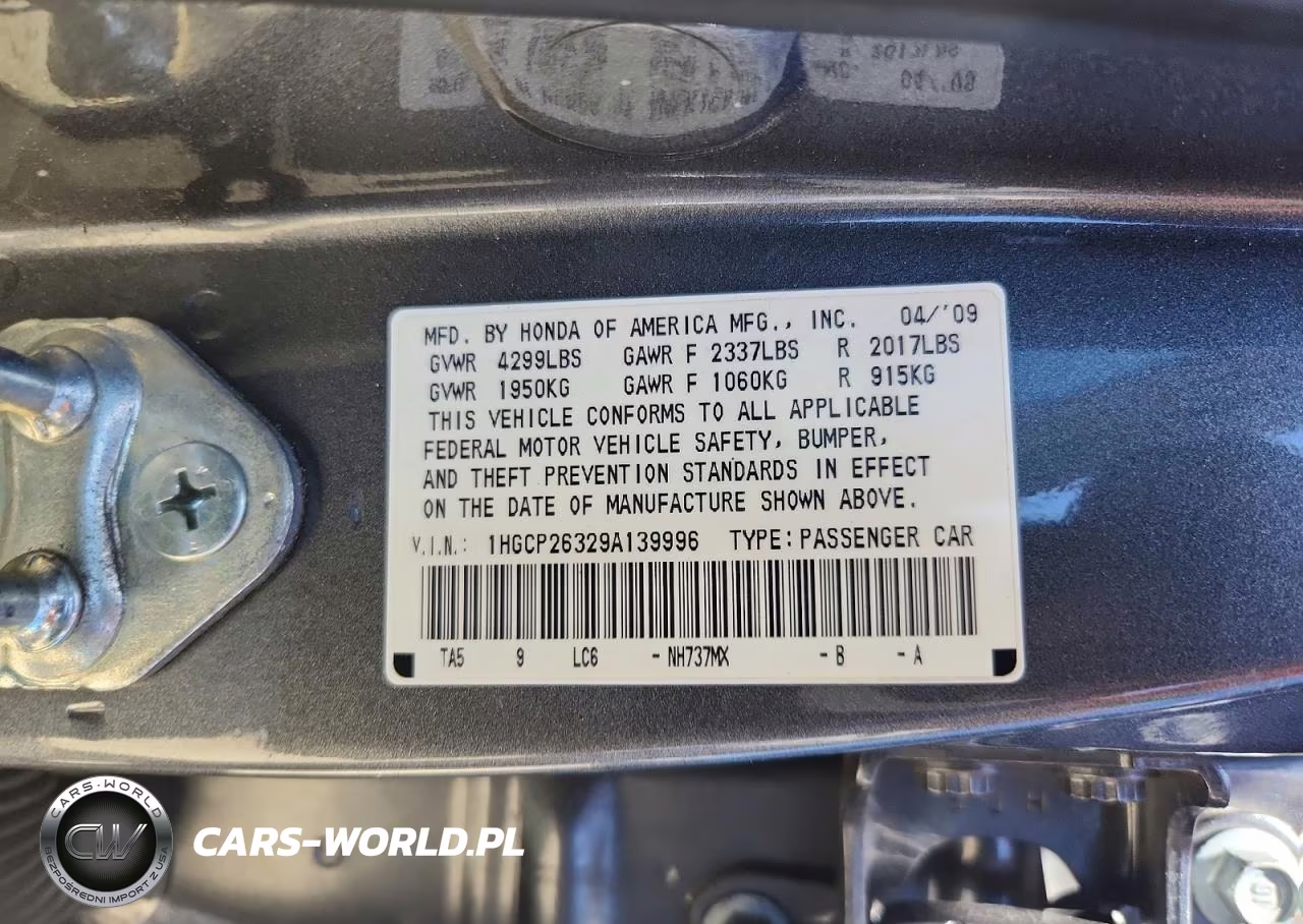 2009 Honda Accord Lx VIN:1HGCP26329A139996 - 12