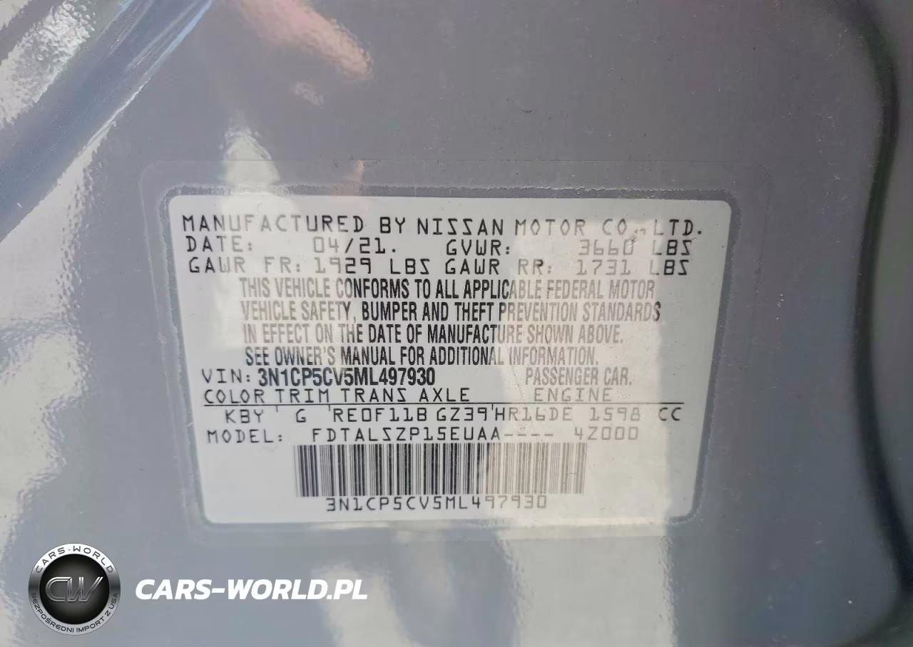 2021 Nissan Kicks Sv VIN:3N1CP5CV5ML497930 - 13