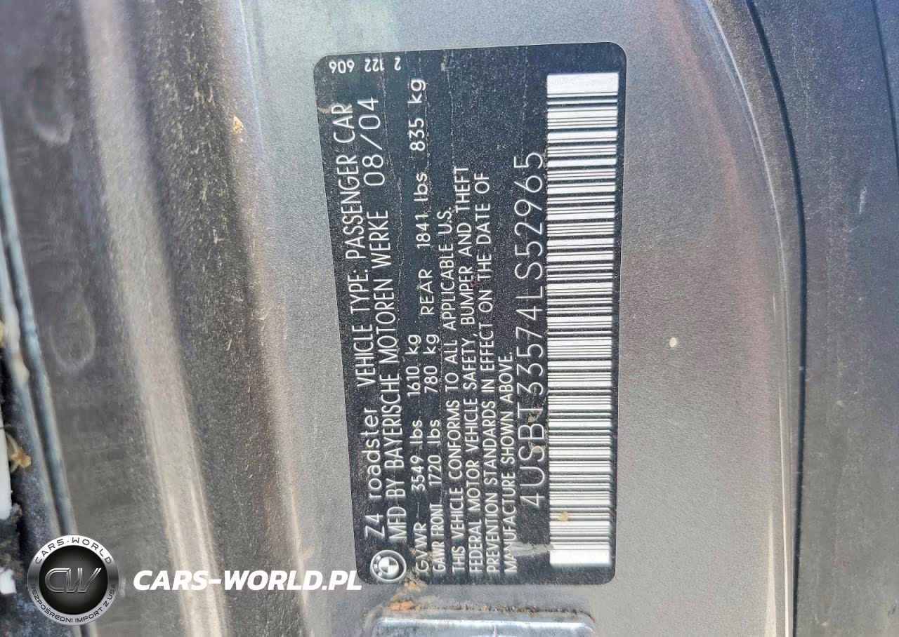 2004 BMW Z4 2.5 VIN:4USBT33574LS52965 - 12