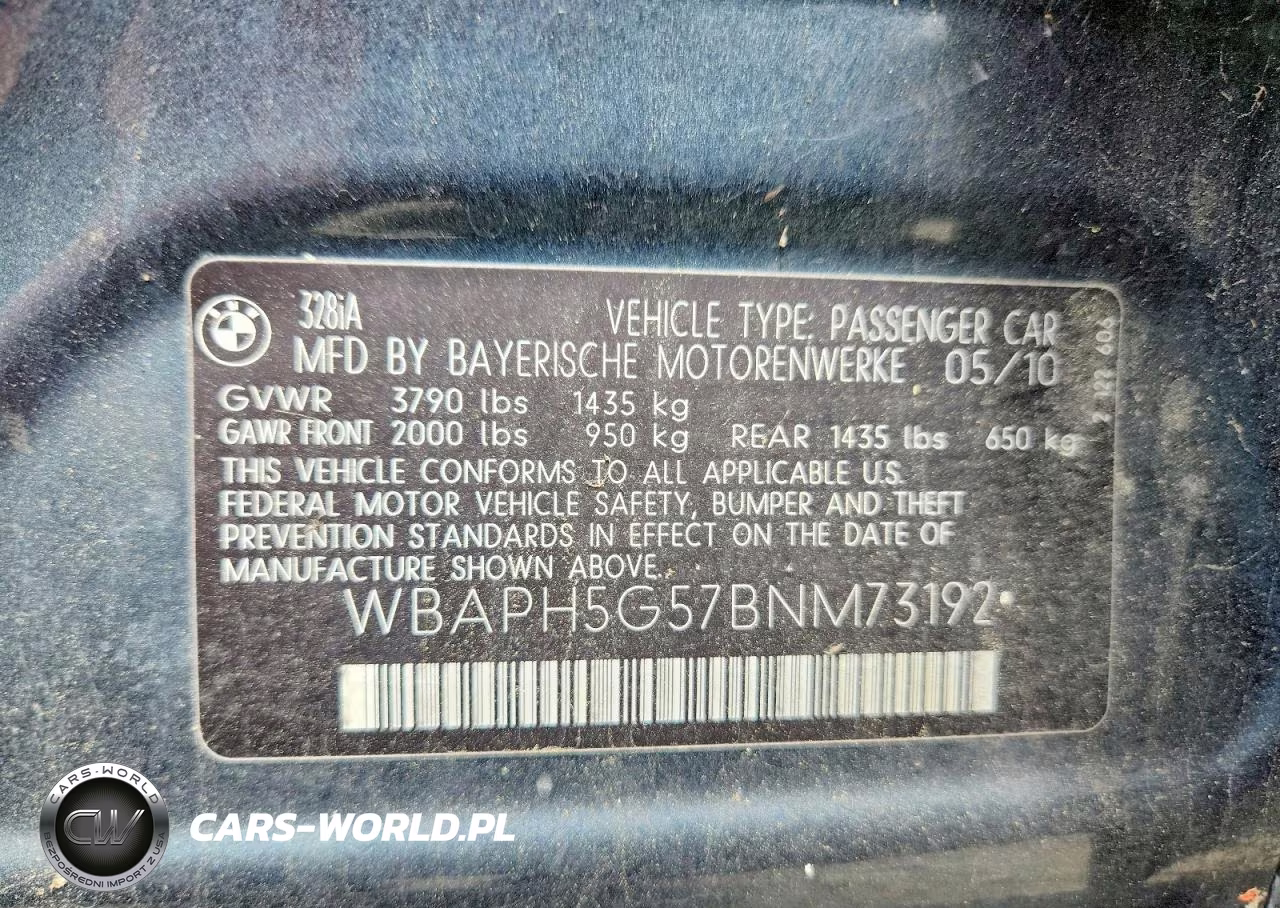 2011 BMW 328 I Sulev VIN:WBAPH5G57BNM73192 - 12