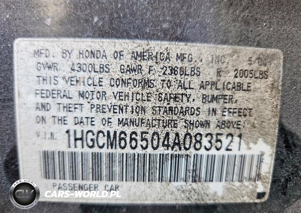 2004 Honda Accord Ex VIN:1HGCM66504A083521 - 12
