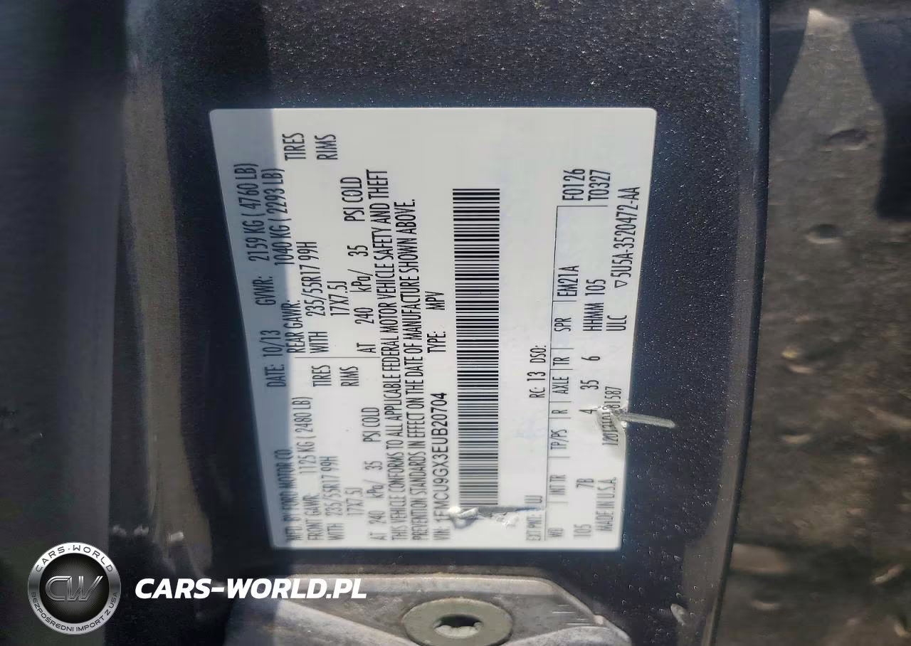 2014 Ford Escape Se VIN:1FMCU9GX3EUB20704 - 13