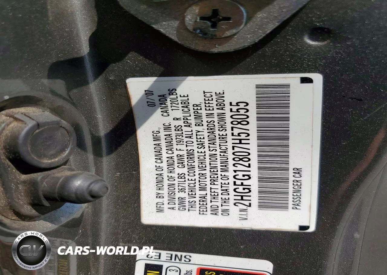 2007 Honda Civic Ex VIN:2HGFG12807H578055 - 12