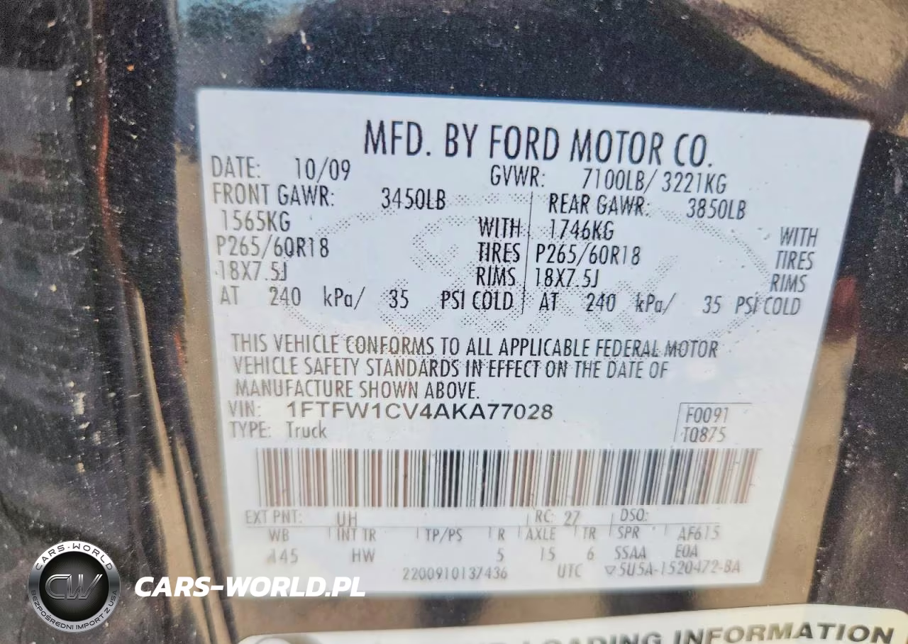 2010 Ford F150 Supercrew VIN:1FTFW1CV4AKA77028 - 12