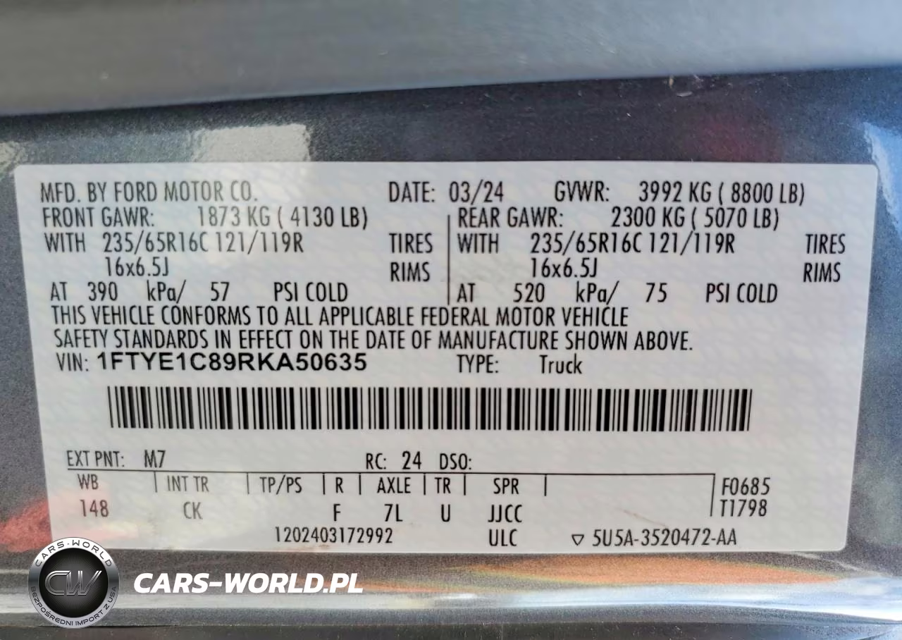 2024 Ford Transit T-150 VIN:1FTYE1C89RKA50635 - 12