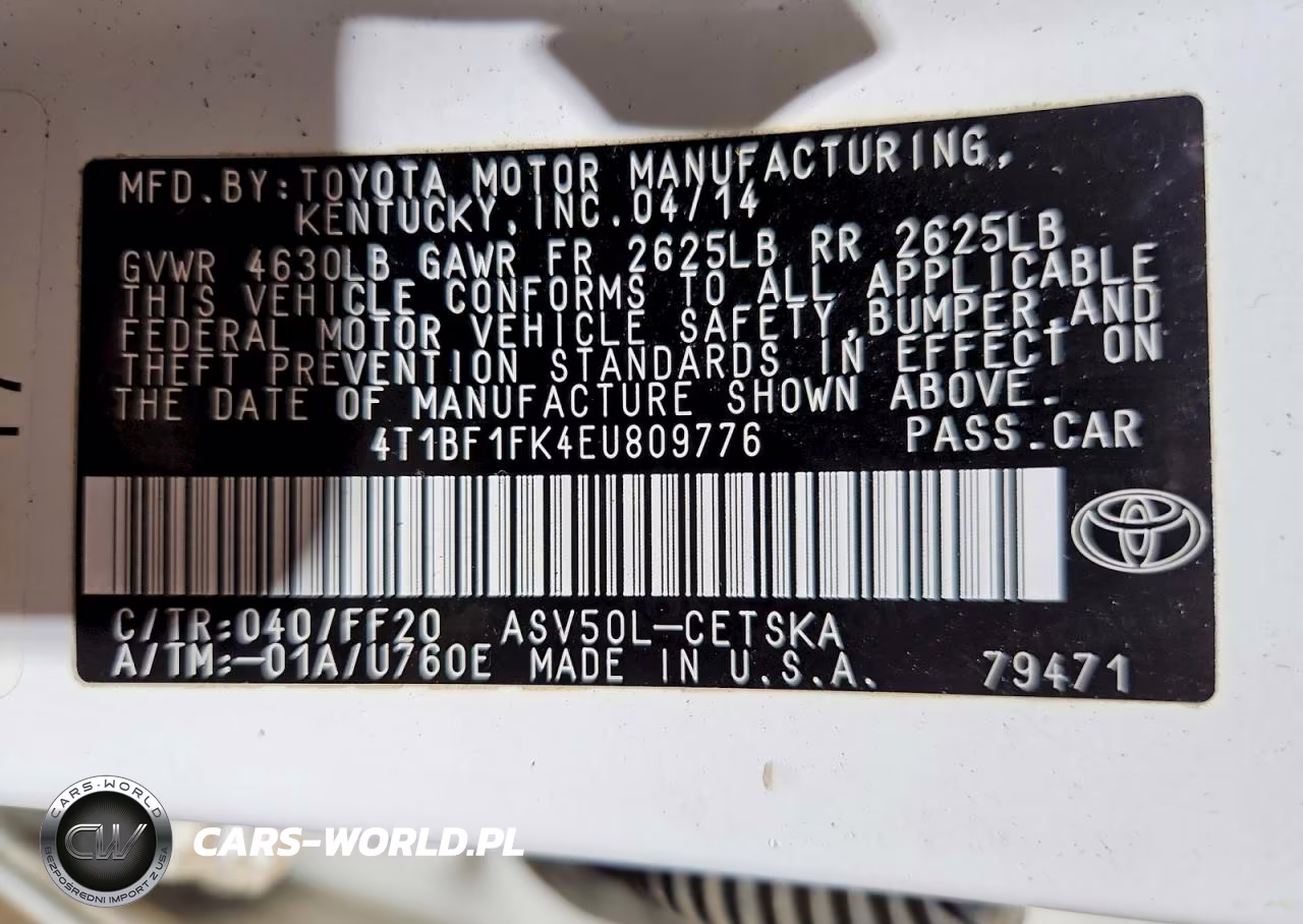 2014 Toyota Camry Se VIN:4T1BF1FK4EU809776 - 12