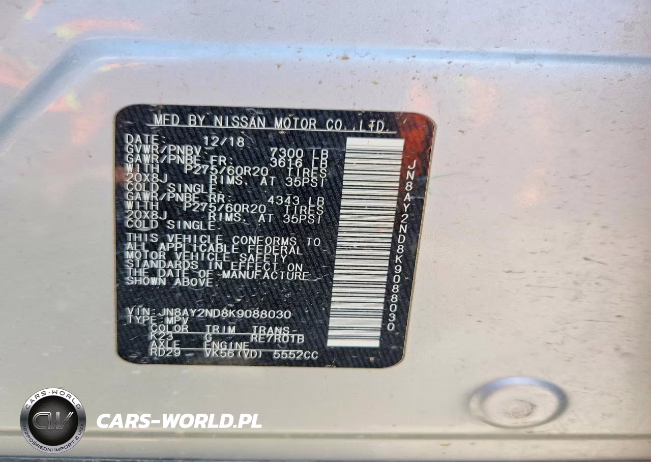 2019 Nissan Armada Sl VIN:JN8AY2ND8K9088030 - 12
