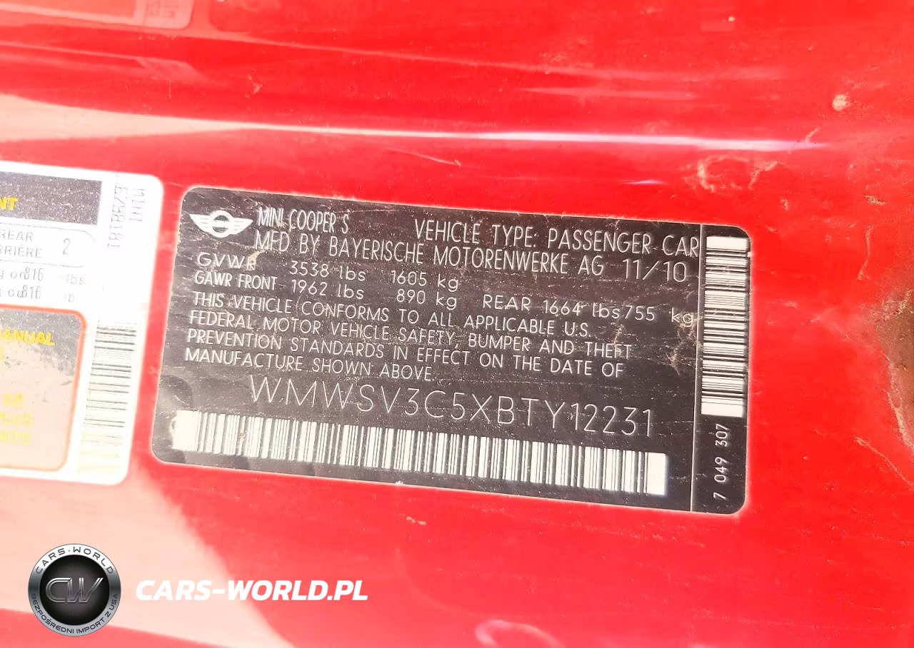 2011 Mini Cooper S VIN:WMWSV3C5XBTY12231 - 12