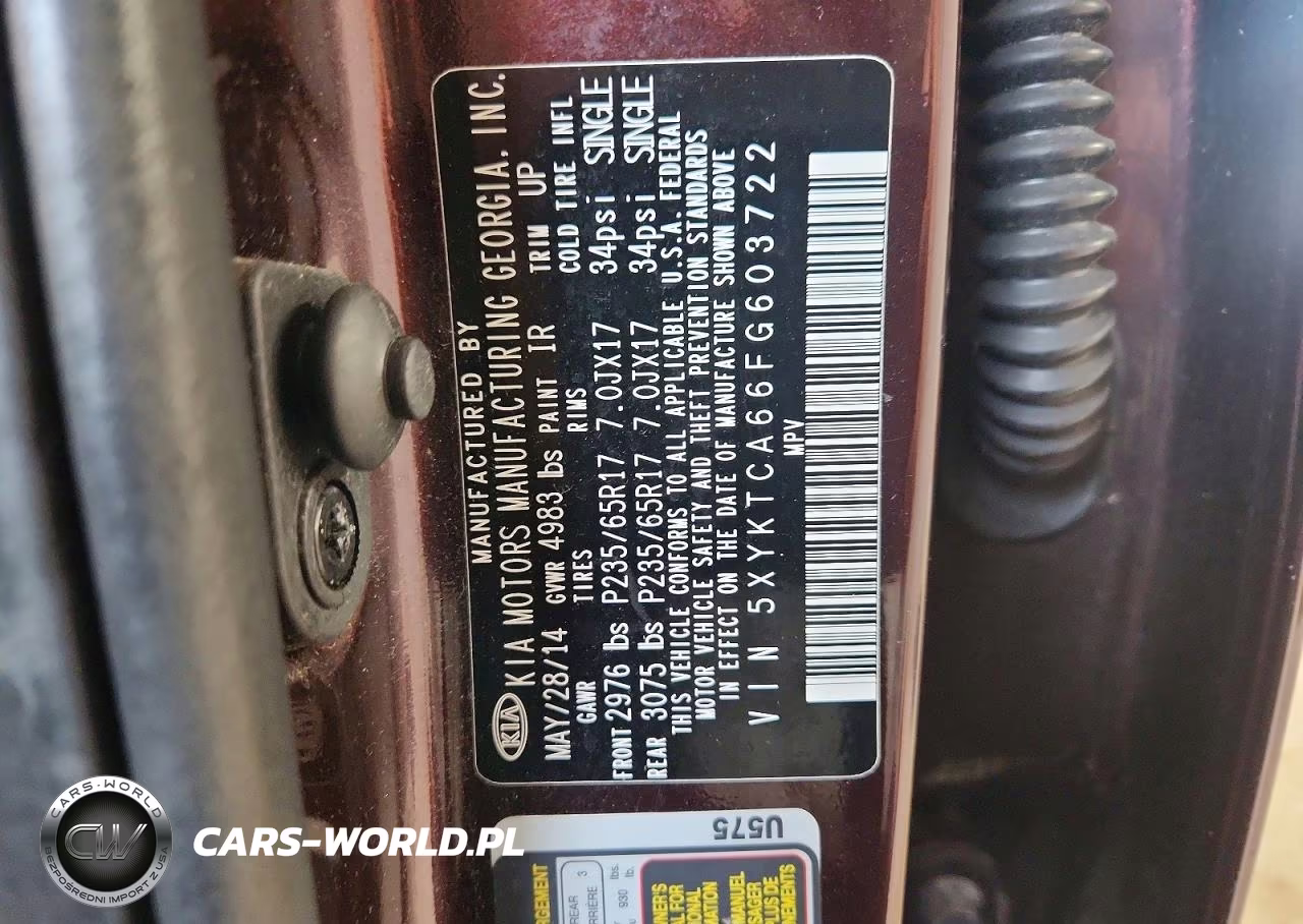 2015 Kia Sorento Lx VIN:5XYKTCA66FG603722 - 14