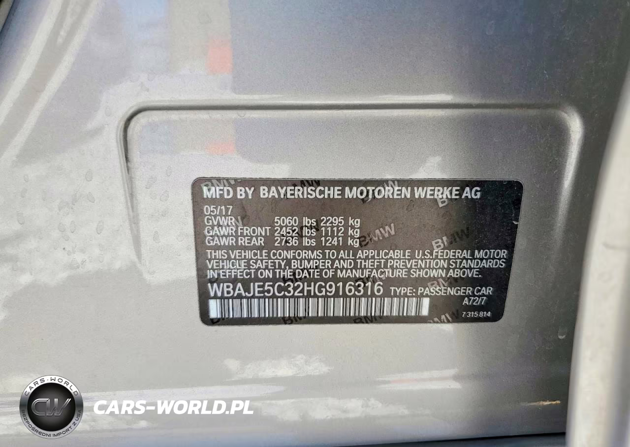 2017 BMW 540 I VIN:WBAJE5C32HG916316 - 13
