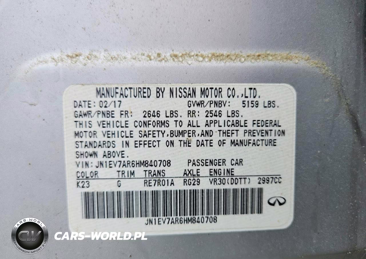 2017 Infiniti Q50 3.0T Premium VIN:JN1EV7AR6HM840708 - 12