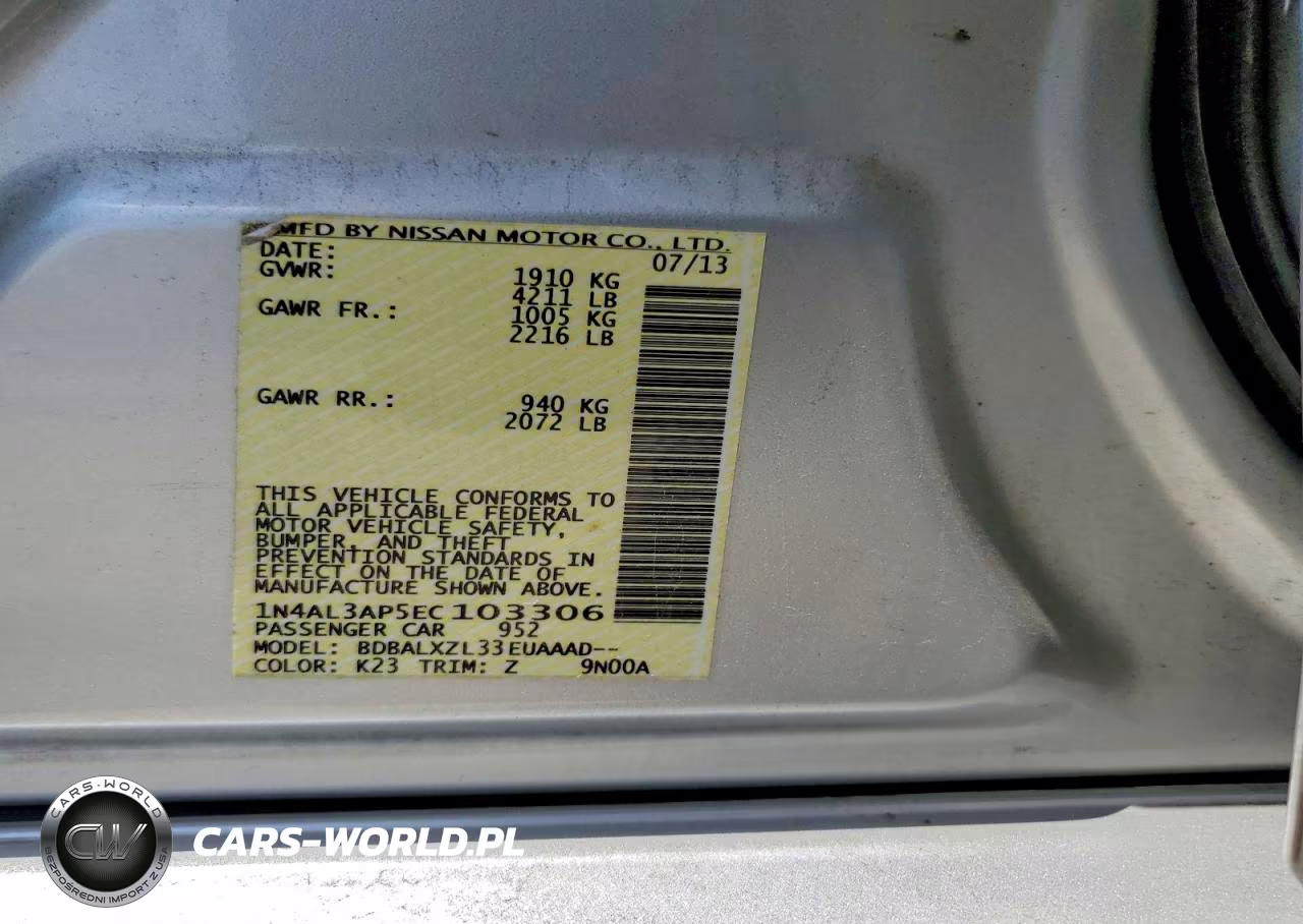 2014 Nissan Altima 2.5 VIN:1N4AL3AP5EC103306 - 12