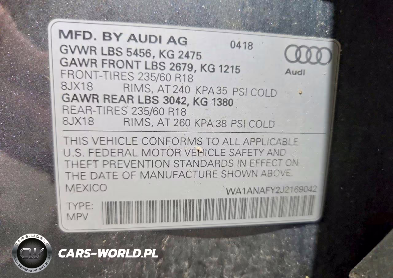 2018 Audi Q5 Premium VIN:WA1ANAFY2J2169042 - 13