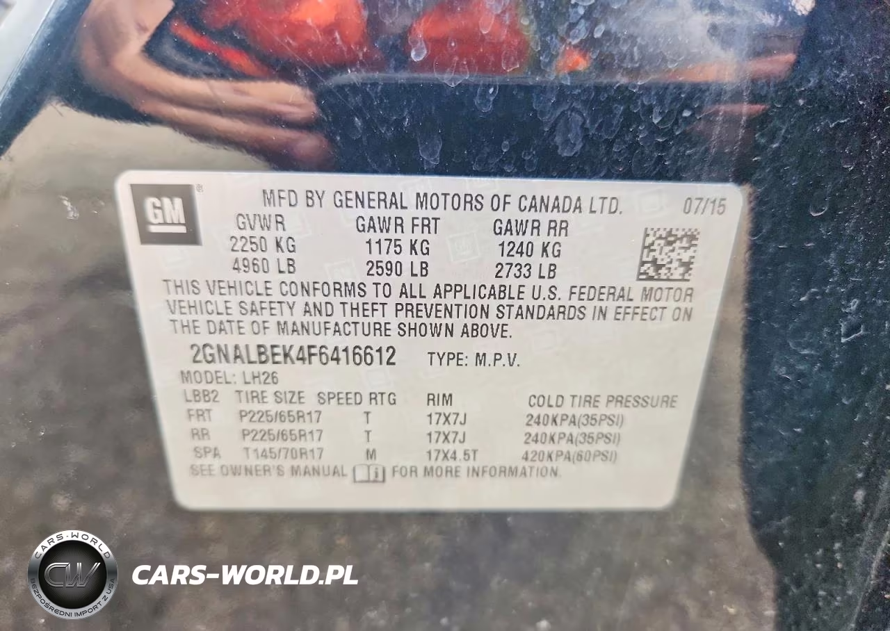 2015 Chevrolet Equinox Lt VIN:2GNALBEK4F6416612 - 13