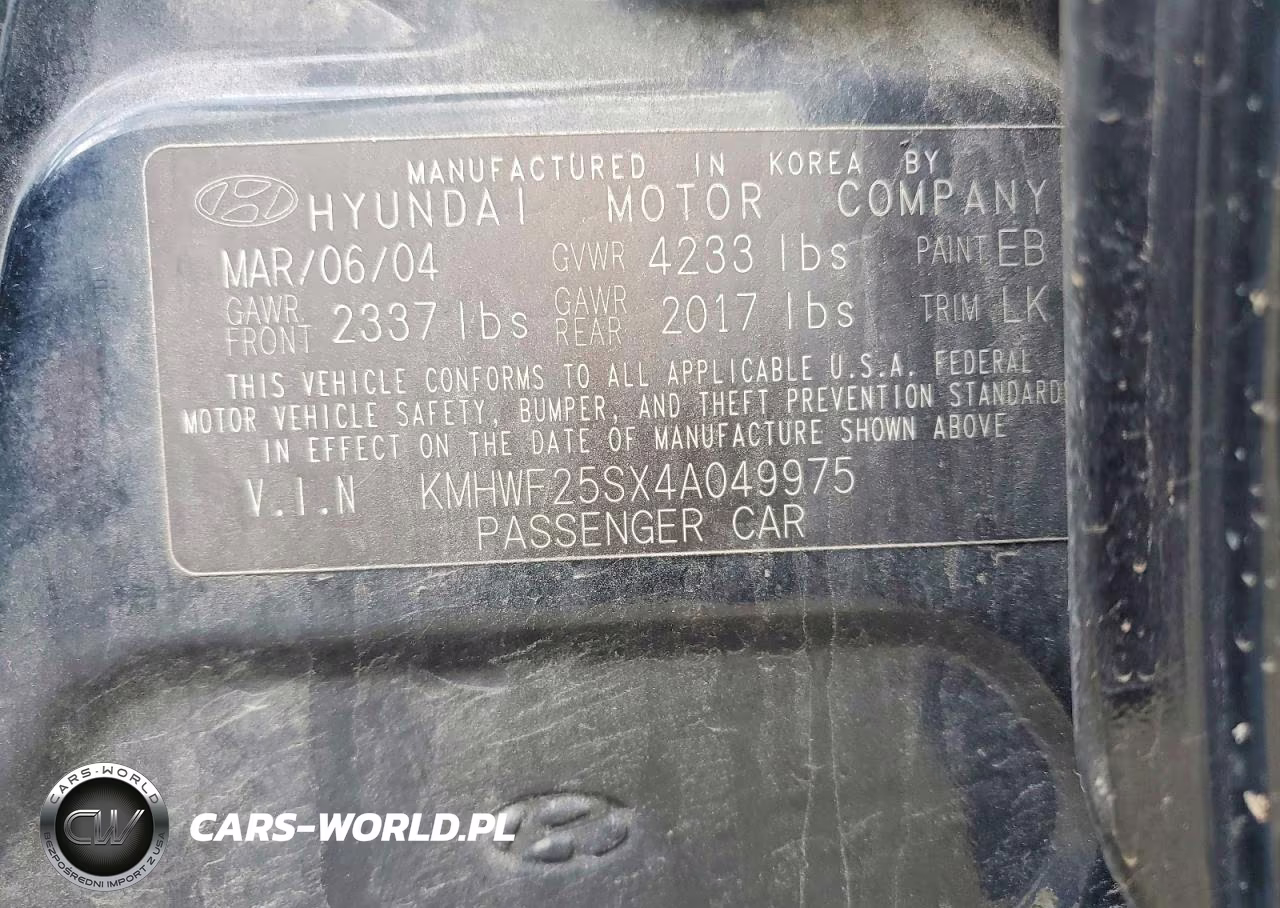 2004 Hyundai Sonata Gl VIN:KMHWF25SX4A049975 - 12